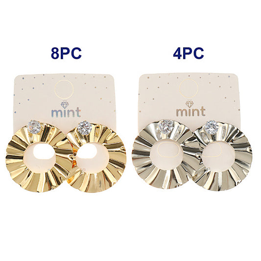 Pleated Metal Disc Statement Earring