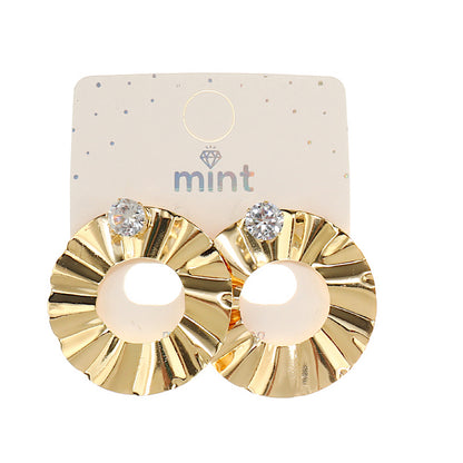 Pleated Metal Disc Statement Earring