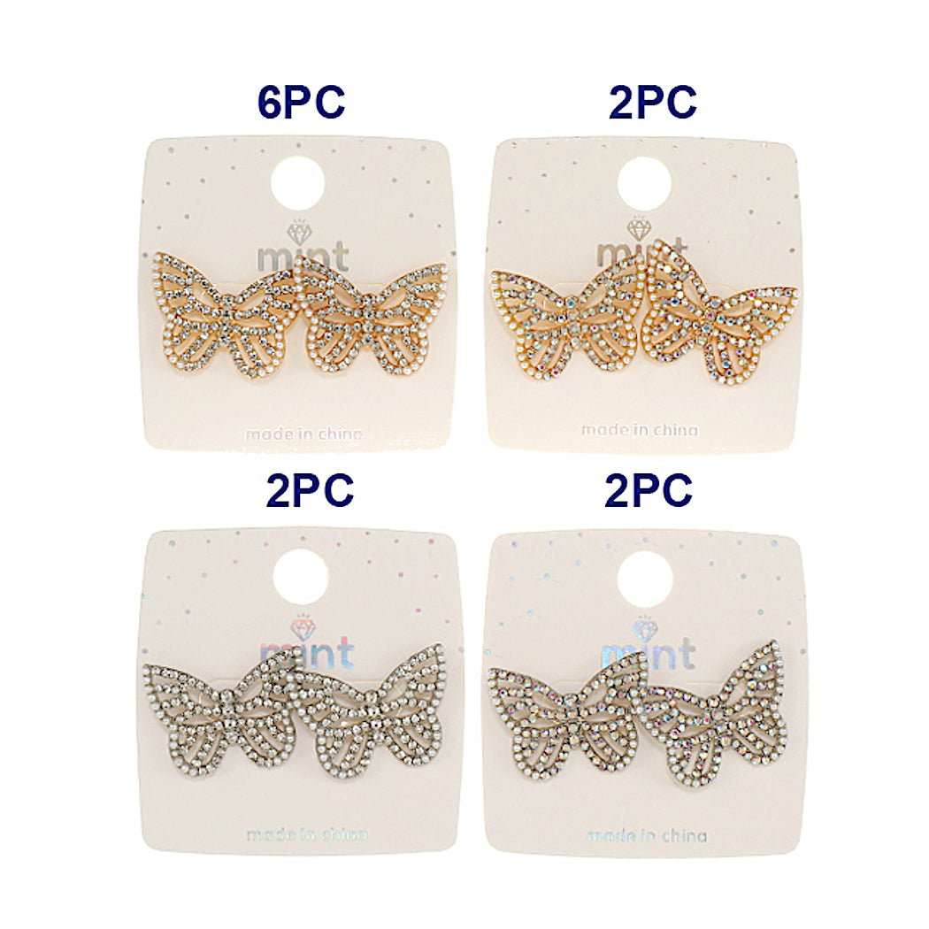 JAE46812 - Rhinestone Butterfly Post Earring