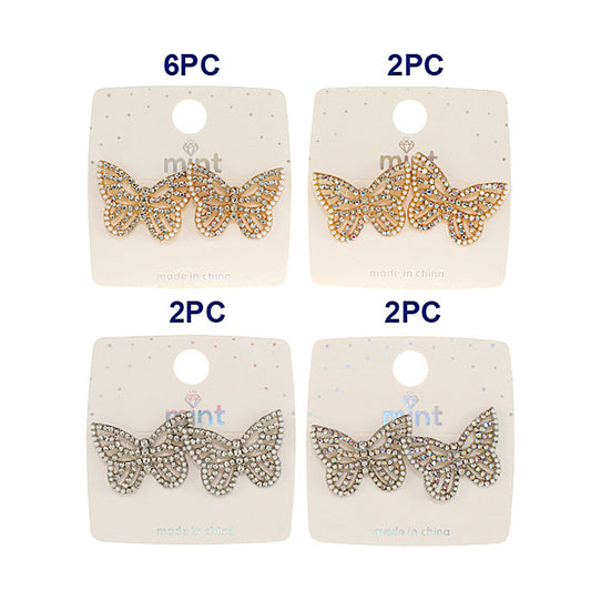 JAE46812 - Rhinestone Butterfly Post Earring