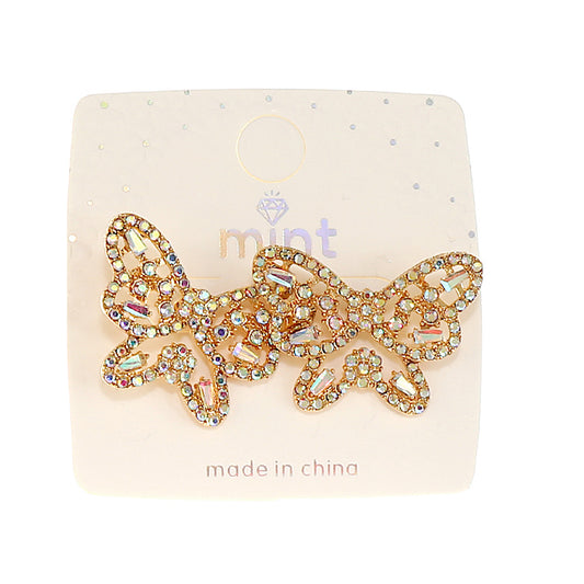 JAE46815 - Rhinestone Butterfly Post Earring