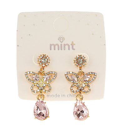 JAE46817 - Rhinestone Butterfly Crystal Drop Earring