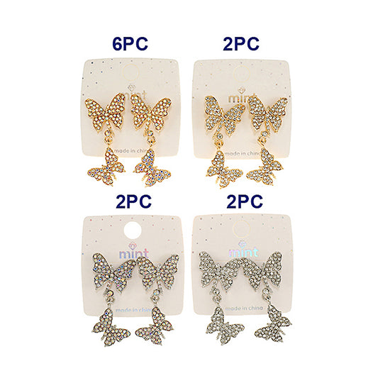 JAE46819 - Rhinestone Butterfly Cascade Earring