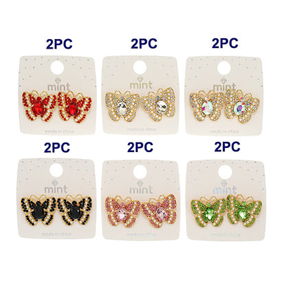 JAE46833 - Rhinestone & Pearl Butterfly Post Earring