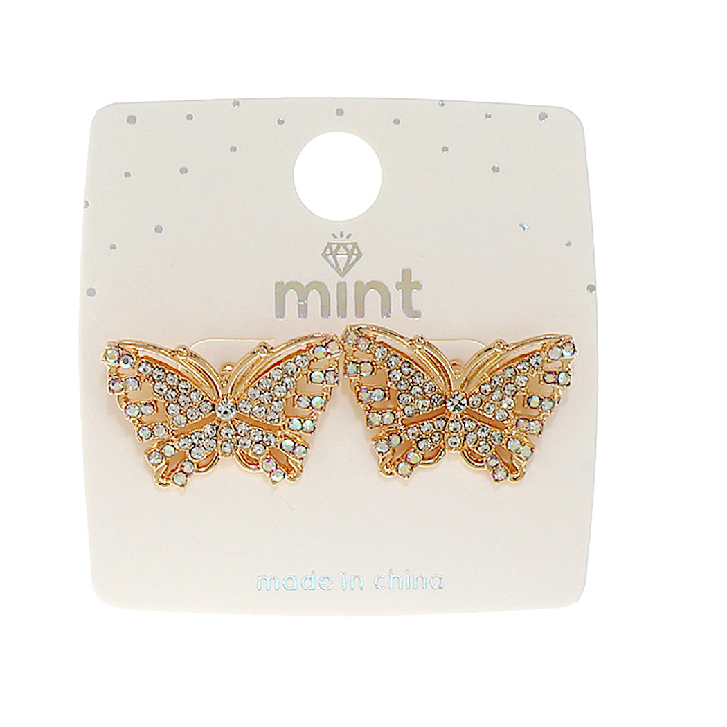 JAE46835 - Rhinestone Butterfly Post Earring