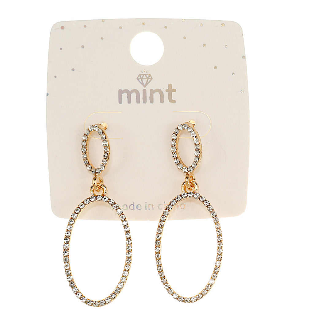 JAE47116 - Rhinestone Oval Earring