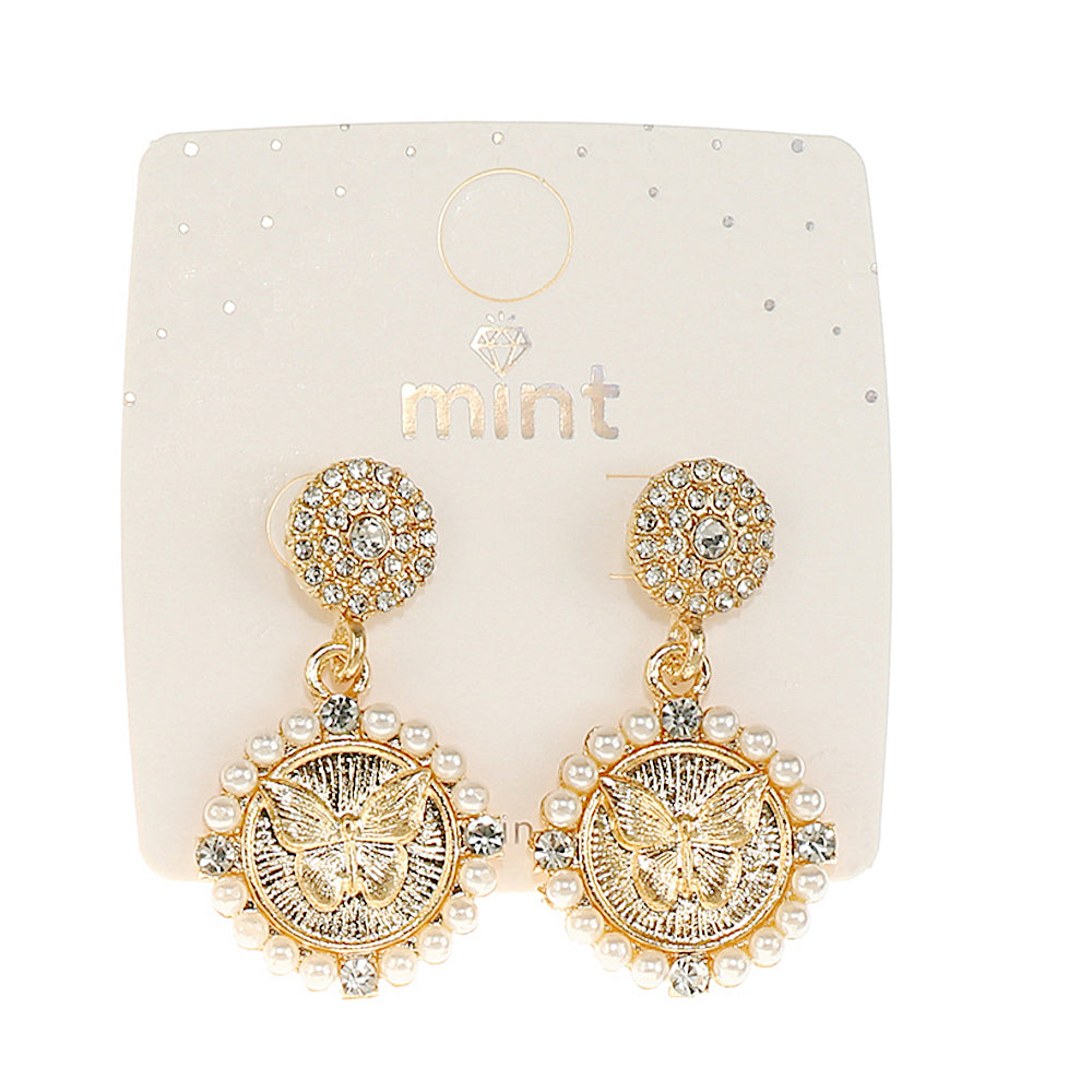 Vintage Butterfly Pearl Earring