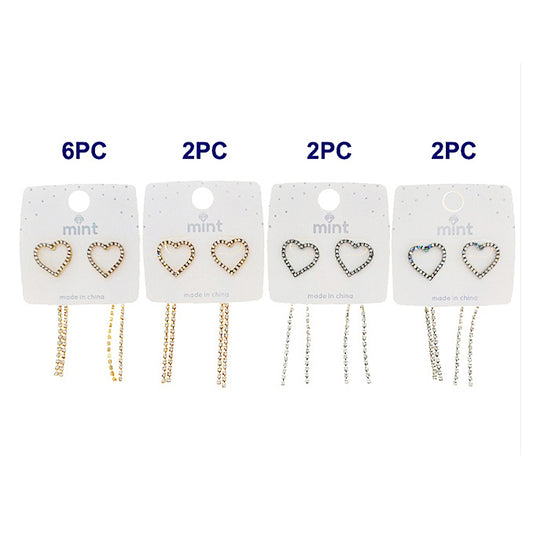 Rhinestone Heart Front Back Earring