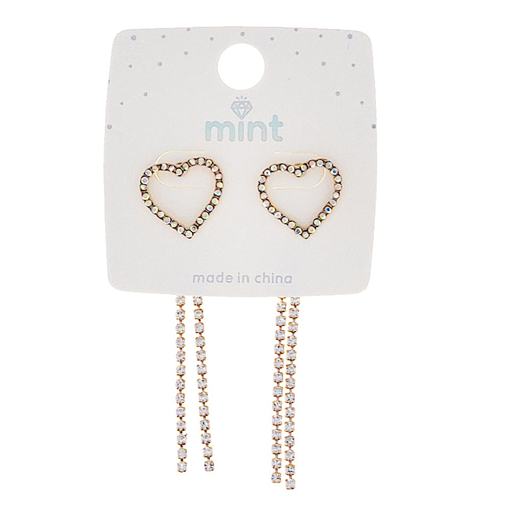 Rhinestone Heart Front Back Earring
