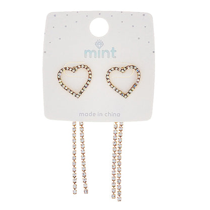 Rhinestone Heart Front Back Earring