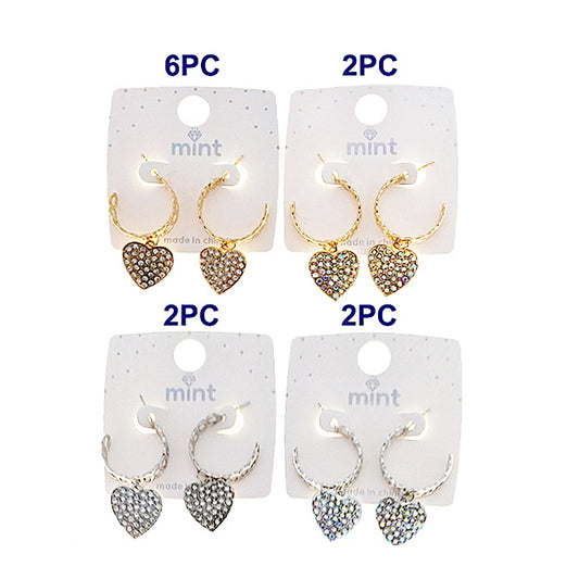 Rhinestone Heart Hoops