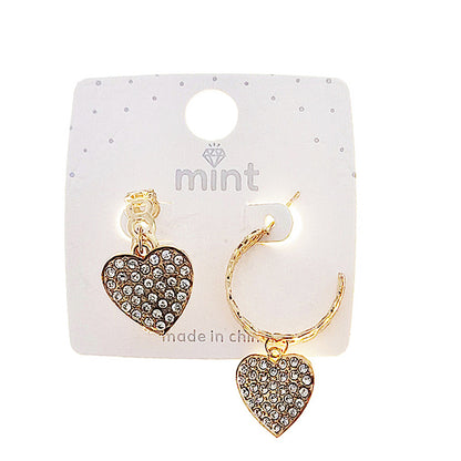 Rhinestone Heart Hoops