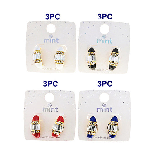 Enamel Baguette Post Earring