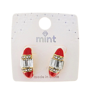 Enamel Baguette Post Earring