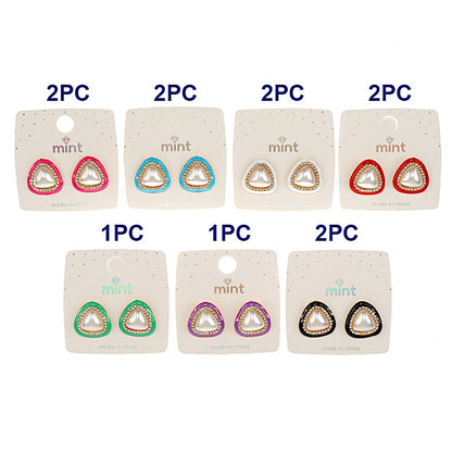 JAE47240 - Enamel Triangle Pearl Post Earring