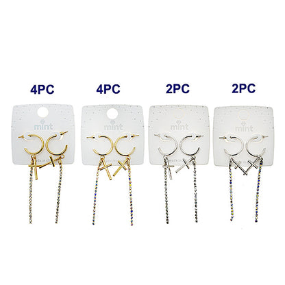 JAE47247 - Rhinestone Cross Hoops