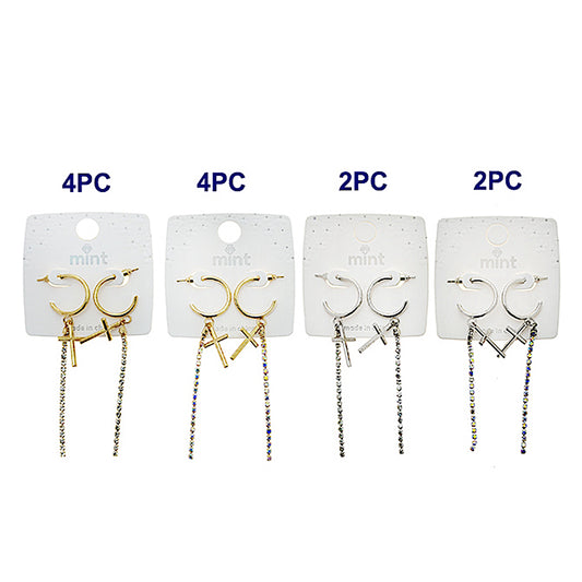JAE47247 - Rhinestone Cross Hoops