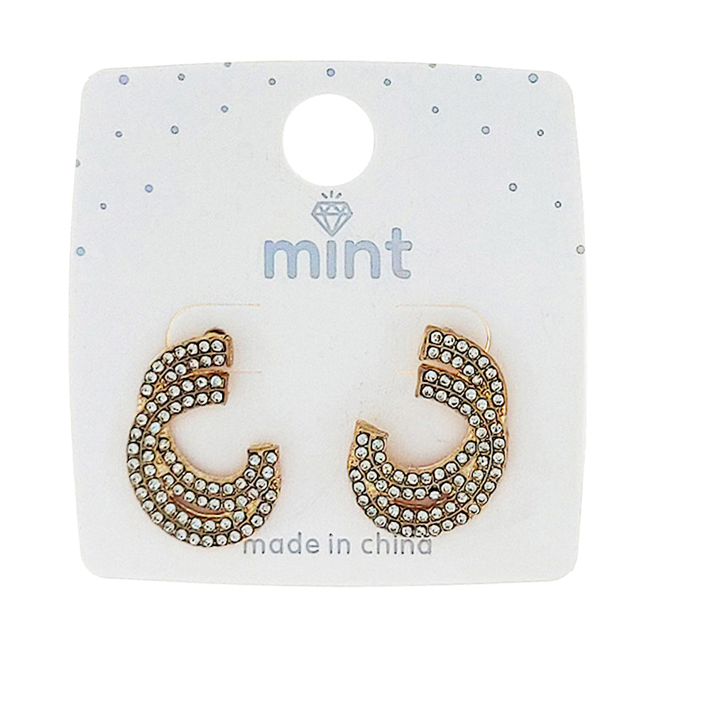 Rhinestone Curve Post Earring