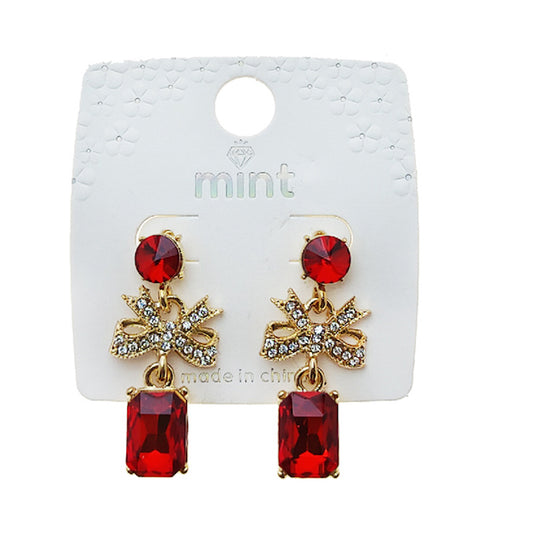 Crystal Rectangle Bow Drop Earring