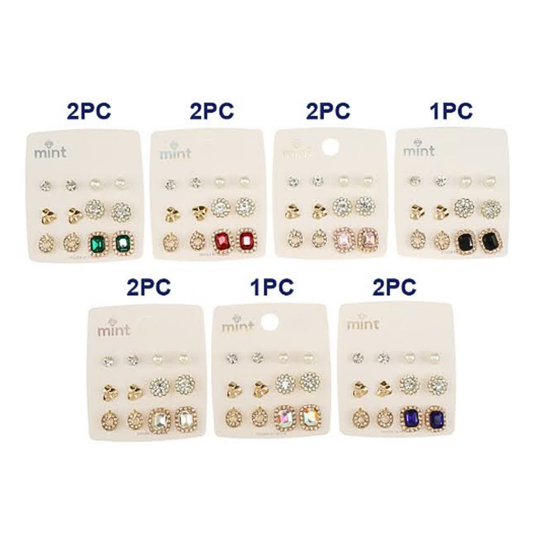 JAE47296 - 6 Pair Crystal Earring Set