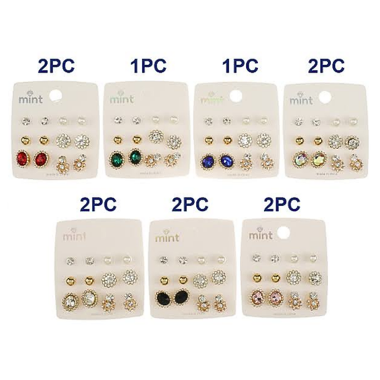 JAE47299 - 6 Pair Crystal Earring Set