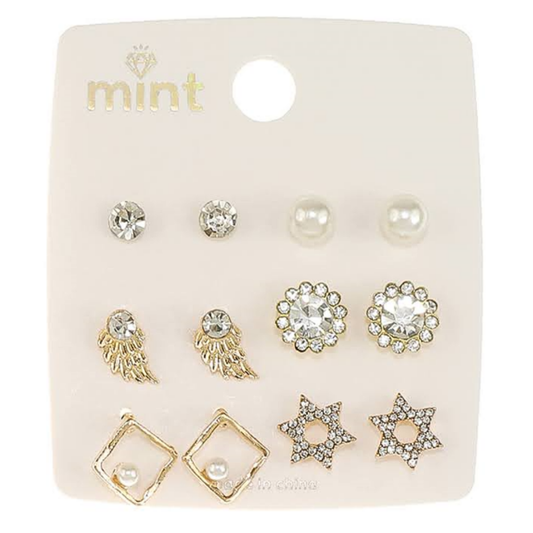 JAE47302 - 6 Pair Star Of David Earring Set