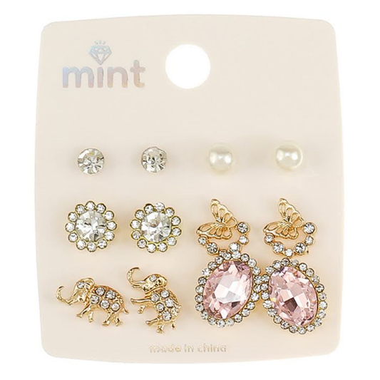 JAE47309 - 6 Pair Crystal Earring Set