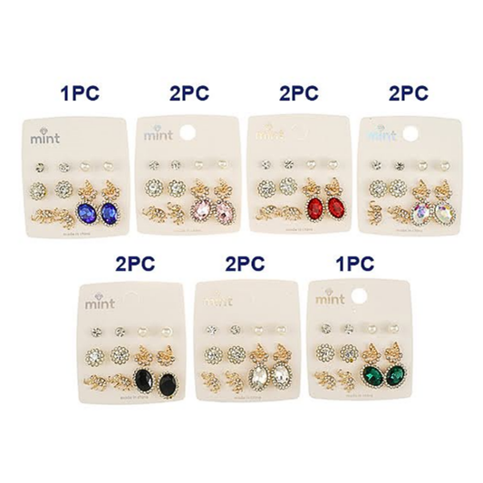 JAE47309 - 6 Pair Crystal Earring Set