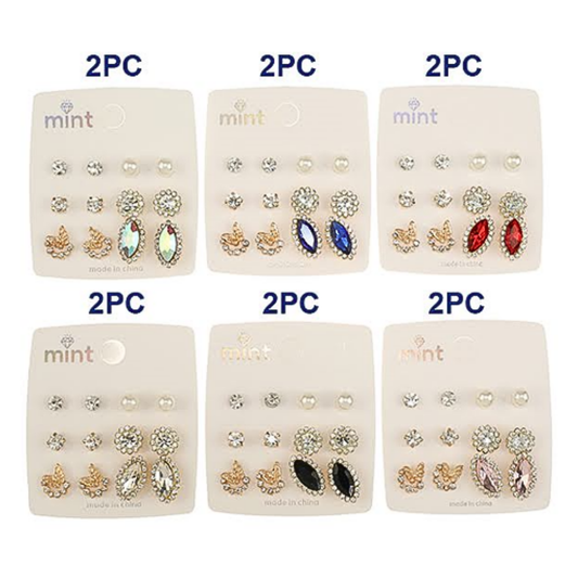 JAE47313 - 6 Pair Crystal Earring Set