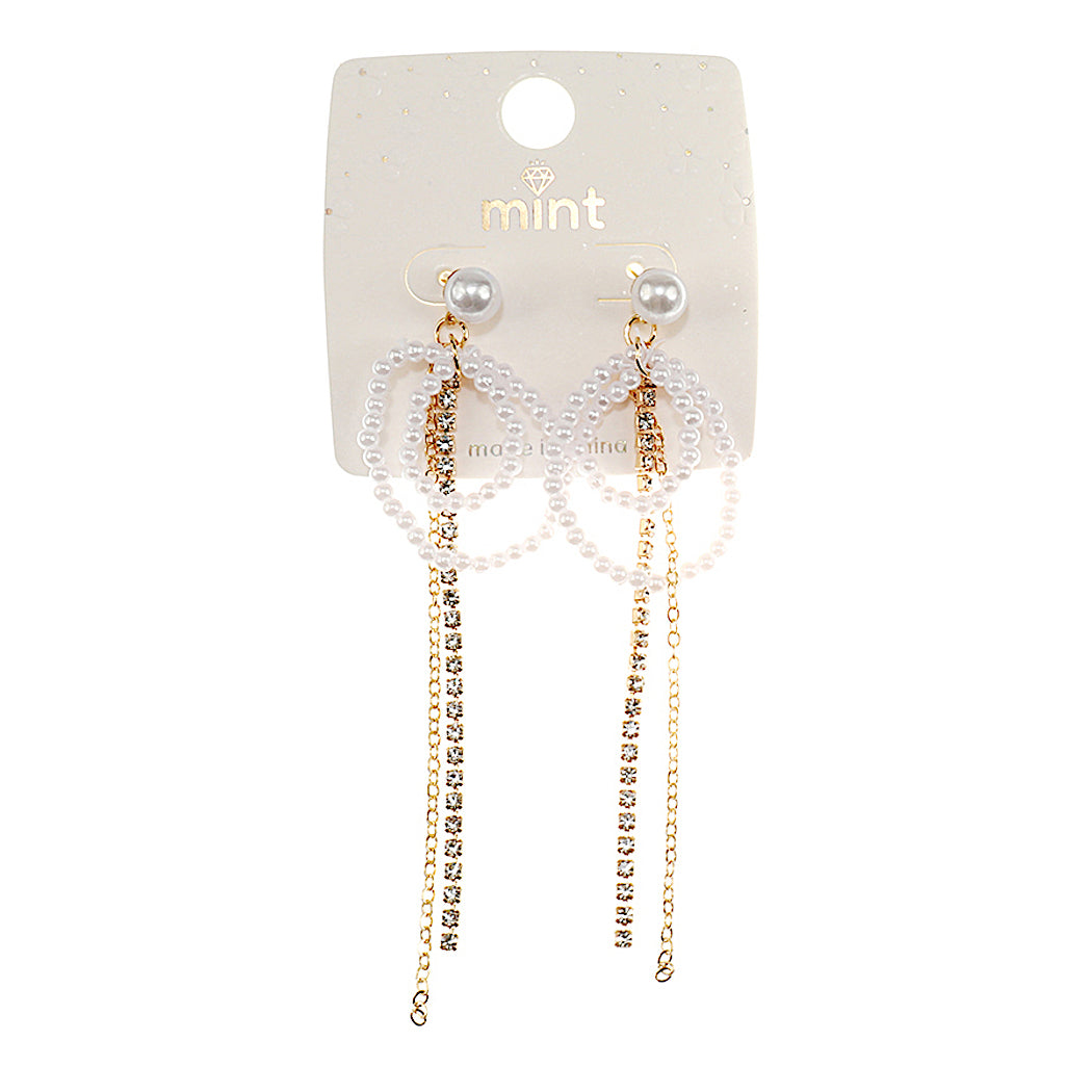 JAE47398 - Pearl Chain Drop Earring