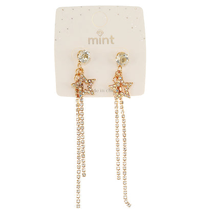 JAE47400 - Rhinestone Star Drop Earring