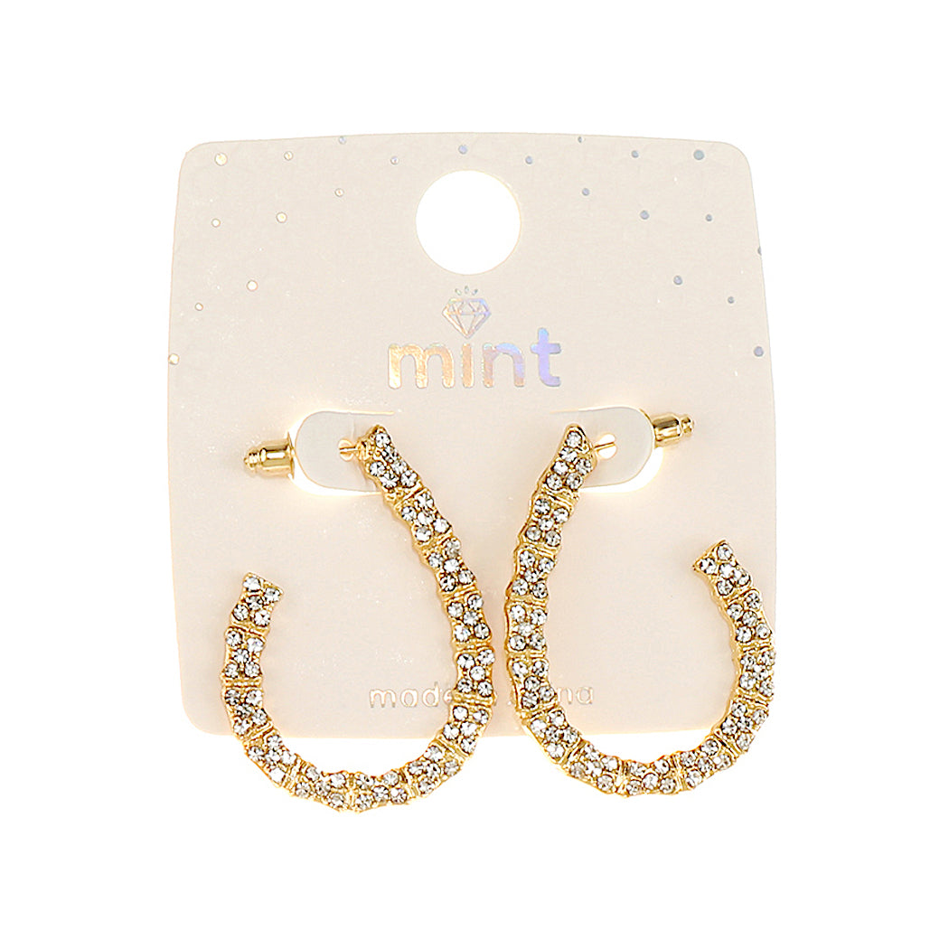 JAE47448 - Rhinestone Teardrop Hoops