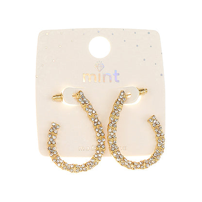 JAE47448 - Rhinestone Teardrop Hoops