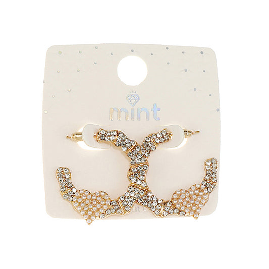 JAE47465 - Pavé Pearl Heart Hoops