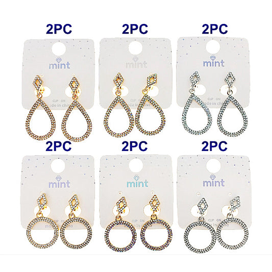 JAE47499C - Clip On Pavé Drop Earring