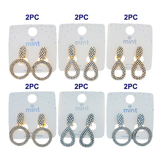 JAE47500C - Clip On Rhinestone Shapes Earring
