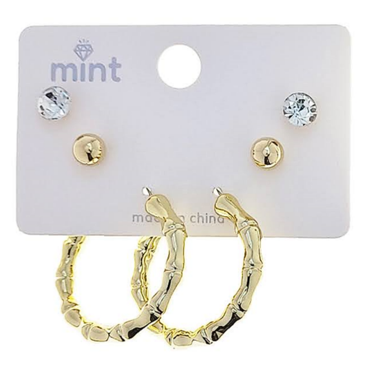 JAE48073 - 3 Pair Hoop Earring Set
