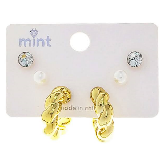 JAE48090 - 3 Pair Hoop Earring Set