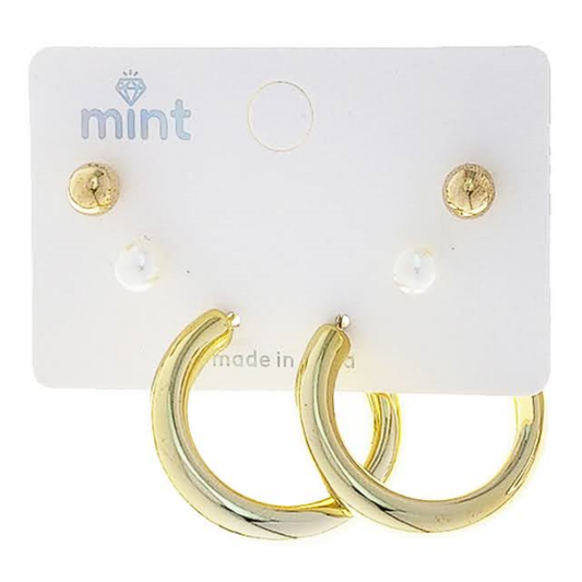 JAE48091 - 3 Pair Hoop Earring Set