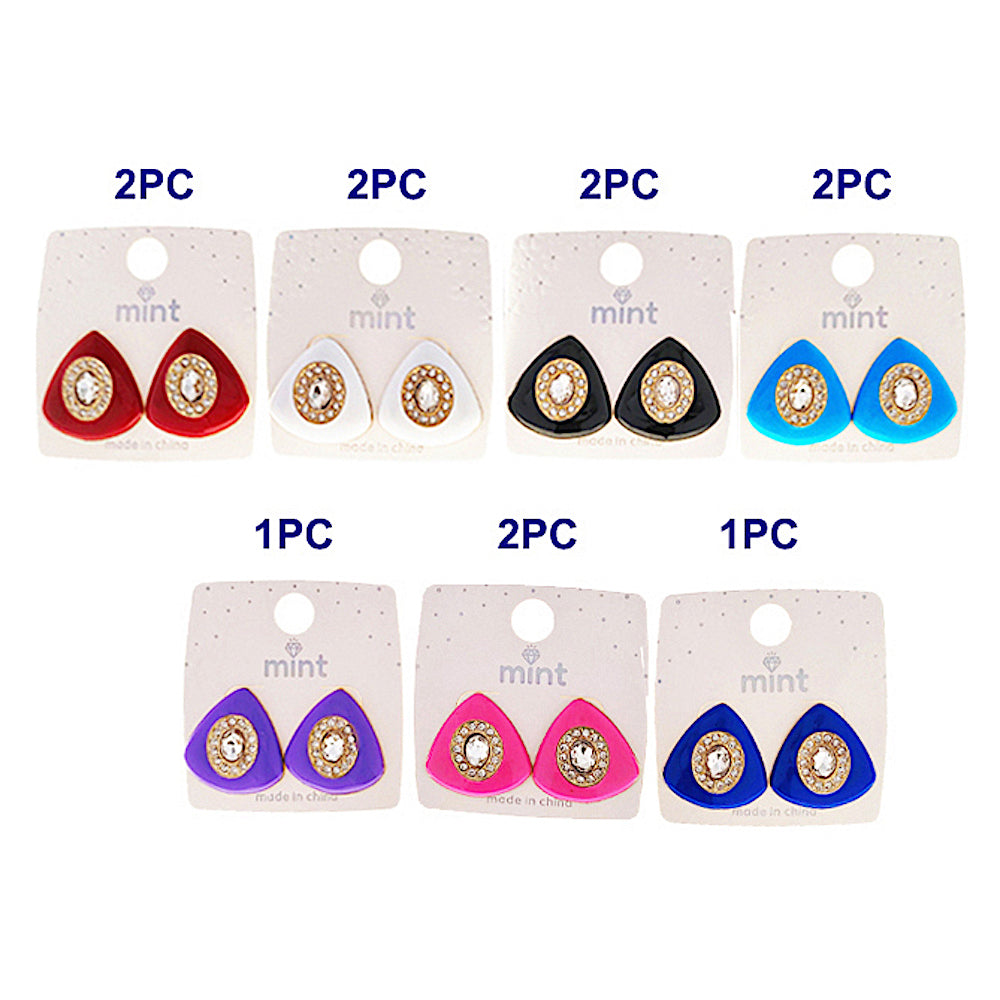 Enamel Triangle Post Earring