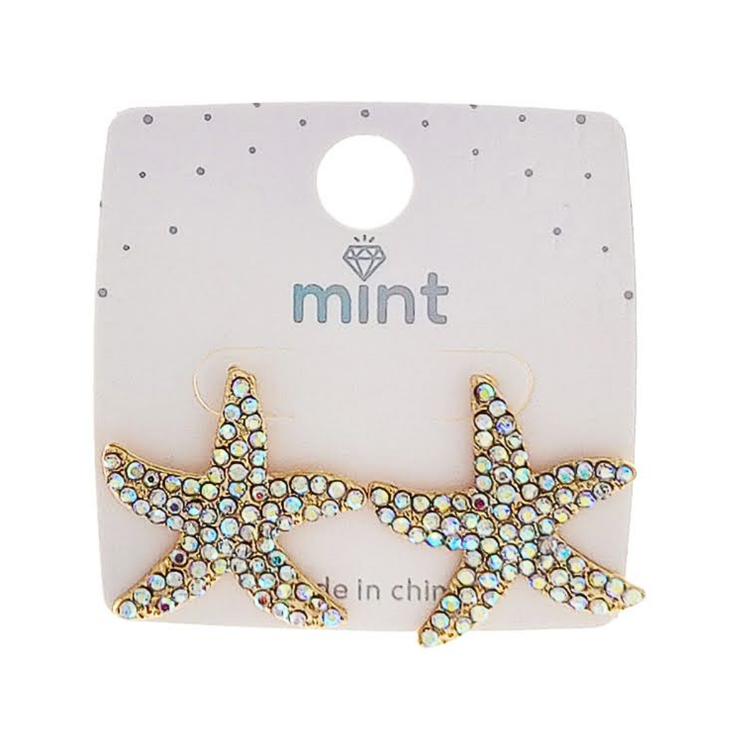 JAE48249 - Rhinestone Starfish Post Earring