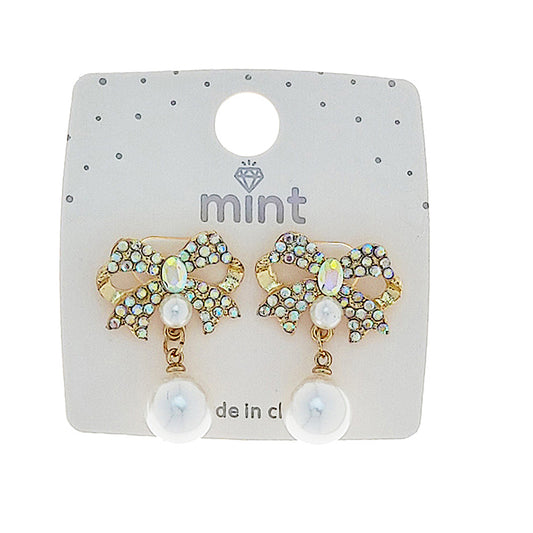 JAE48300 - Pearl Drop Bow Earring