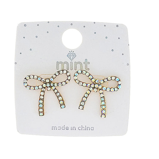 JAE48307 - Rhinestone Bow Earring