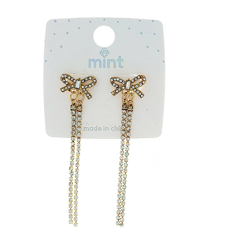 JAE48320 - Rhinestone Bow Earrings