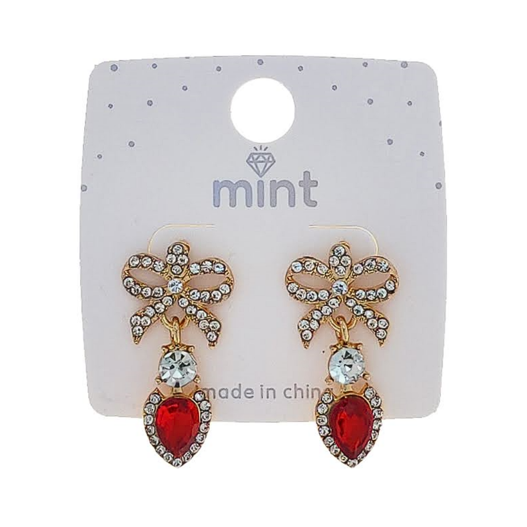 JAE48332 - Bow Crystal Drop Earring