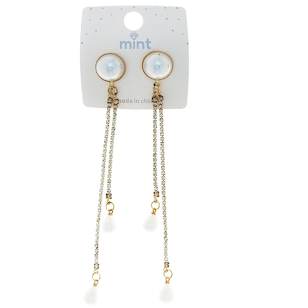 Pearl Rhinestone Droplet Earring