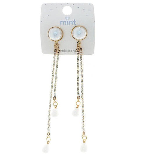 JAE48652 - Pearl Rhinestone Droplet Earring