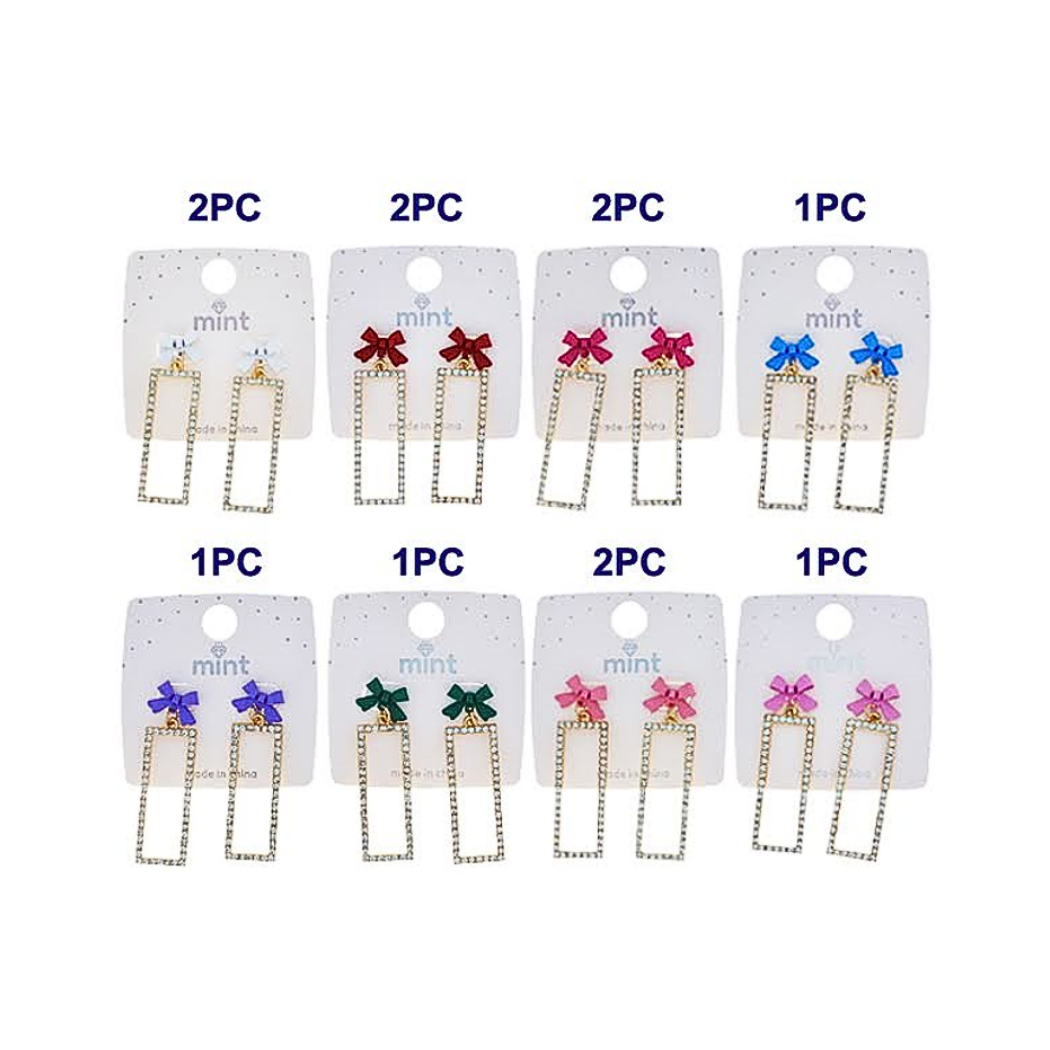 JAE48658 - Bow Rectangle Drop Earring