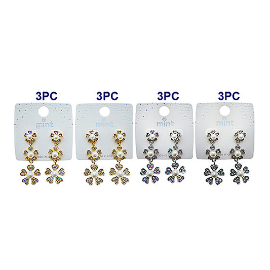 JAE49099 - Flower Pearl Drop Earring