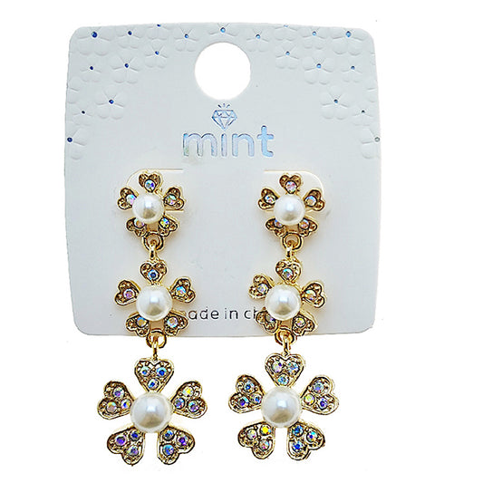 JAE49099 - Flower Pearl Drop Earring